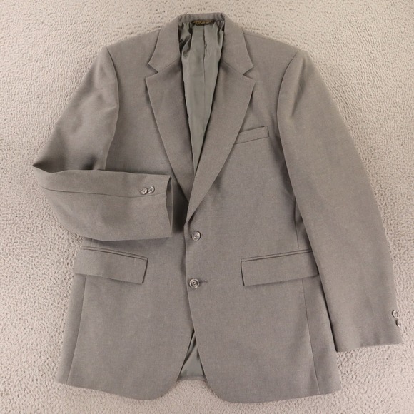 VTG Hopsack Jacket M MT 40L Gray Polyester Blazer Sport Coat Business Breathable
